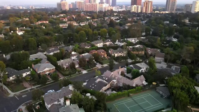 Drone View of Westwood Neighbourhood Los Angeles California