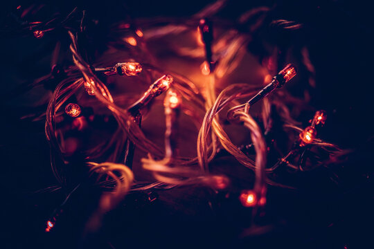 Glowing Pink Garland Lights In The Dark