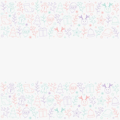 Concept of Christmas frame with decorations. Xmas background. Vector