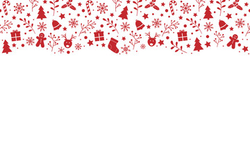 Design of Christmas background with ornaments. Empty Xmas card. Vector