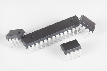 Microcontroller isolated on white background.