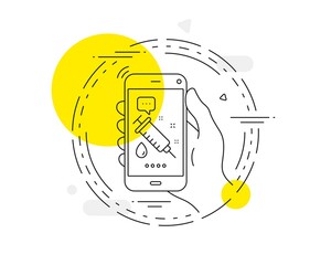 Medical syringe line icon. Mobile phone vector button. Medicine vaccine sign. Pharmacy medication symbol. Medical syringe line icon. Abstract concept badge. Vector