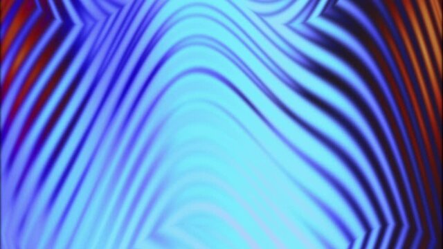 Colorful neon background. Blur holographic glow. Blue orange metallic ripple texture hypnotic motion. Trendy glossy festive illumination. Psychedelic rainbow abstract wave animation cg render.