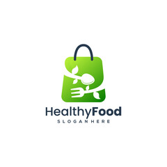bag with a healthy food vector logo