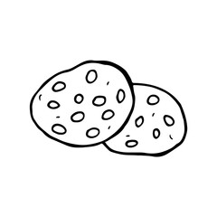 Doodle images of cookies. An image of a hand-drawn food. Vector for web, print, textile.