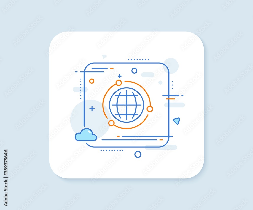 Poster globe line icon. abstract square vector button. world or earth sign. global internet symbol. globe l