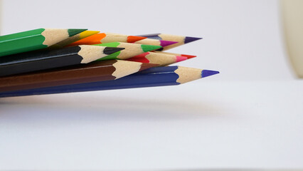 color pencils on white background
