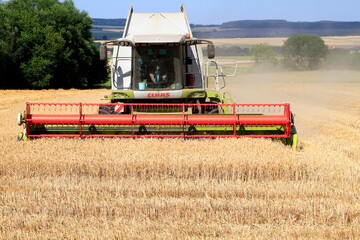 Fototapeta premium Ernte, Getreideernte, Ernteausfall, Geblar, Geisa, Thüringen, Deutschland, Europa - Harvest, grain harvest, crop loss, Geblar, Geisa, Thuringia, Germany, Europe
