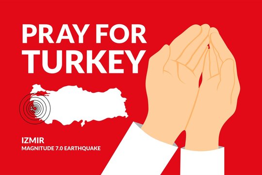 Pray For Turkey Campaign - Vector Flat Design Illustration : Suitable for World Theme, Country Theme, Humanity Theme, Infographics and Other Graphic Related Assets.