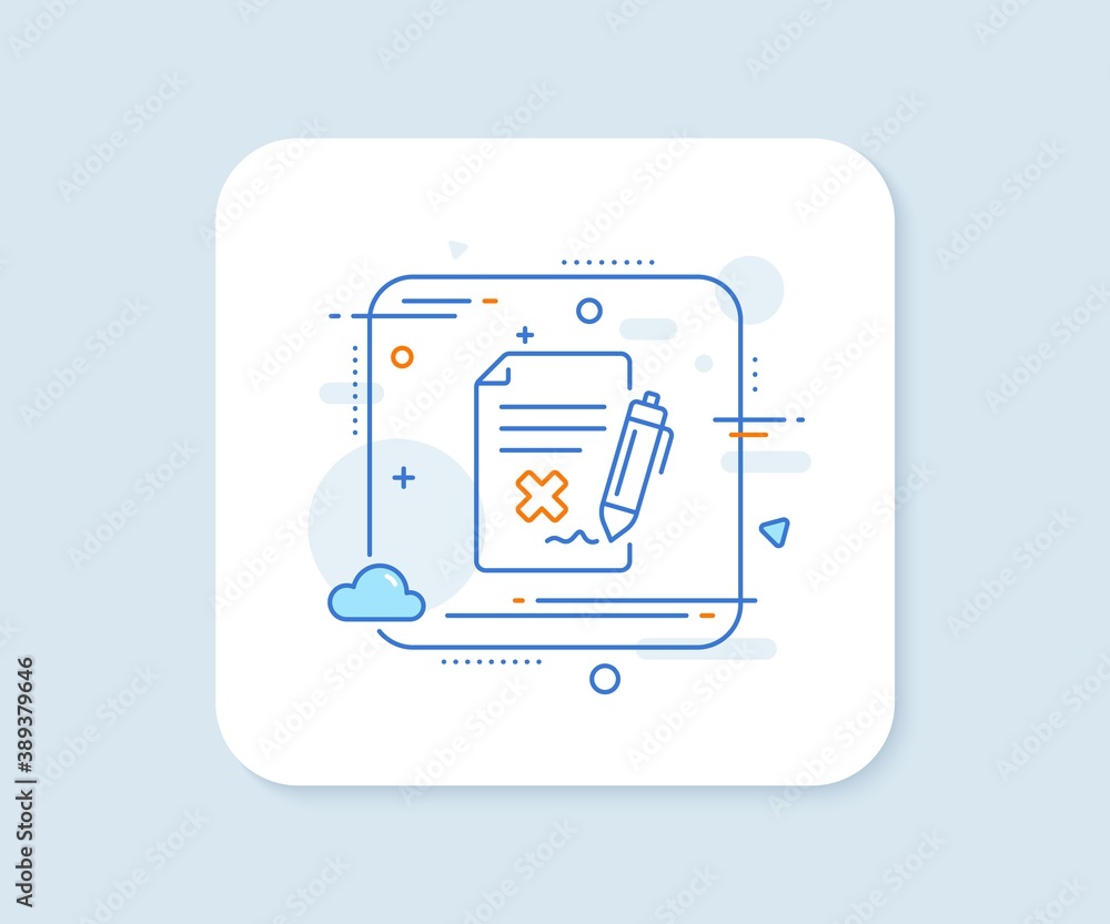 Poster reject file line icon. abstract square vector button. decline document sign. delete file. reject fil