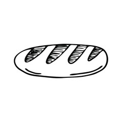 Hand drawn bread, loaf. Vector illustration. Sketch, doodle.