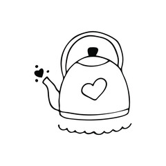 Hand drawn teapot. Sketch, doodle. Flat illustration.