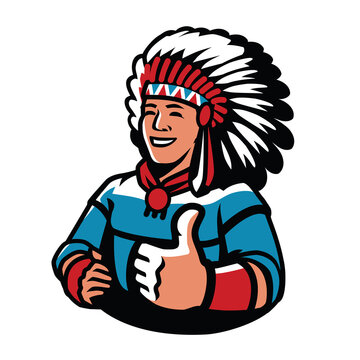 Indian chief symbol. Warrior mascot vector illustration
