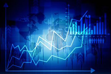 2d rendering Stock market online business concept. business Graph 