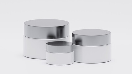 3d rendering realistic cosmetic bottles realistic set on white background 
