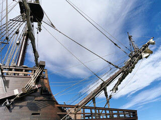 Side of the reconstruction of an old galeon