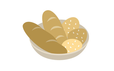 フランスパンとゴマパンのセットイラスト