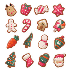 Cute Christmas Cookies Cartoon Style Collection
