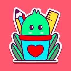 kawaii doodle cartoon monster designs for wallpaper, stickers, coloring books, pins, emblems, logos and more