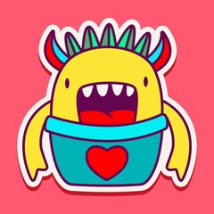 kawaii doodle cartoon monster designs for wallpaper, stickers, coloring books, pins, emblems, logos and more
