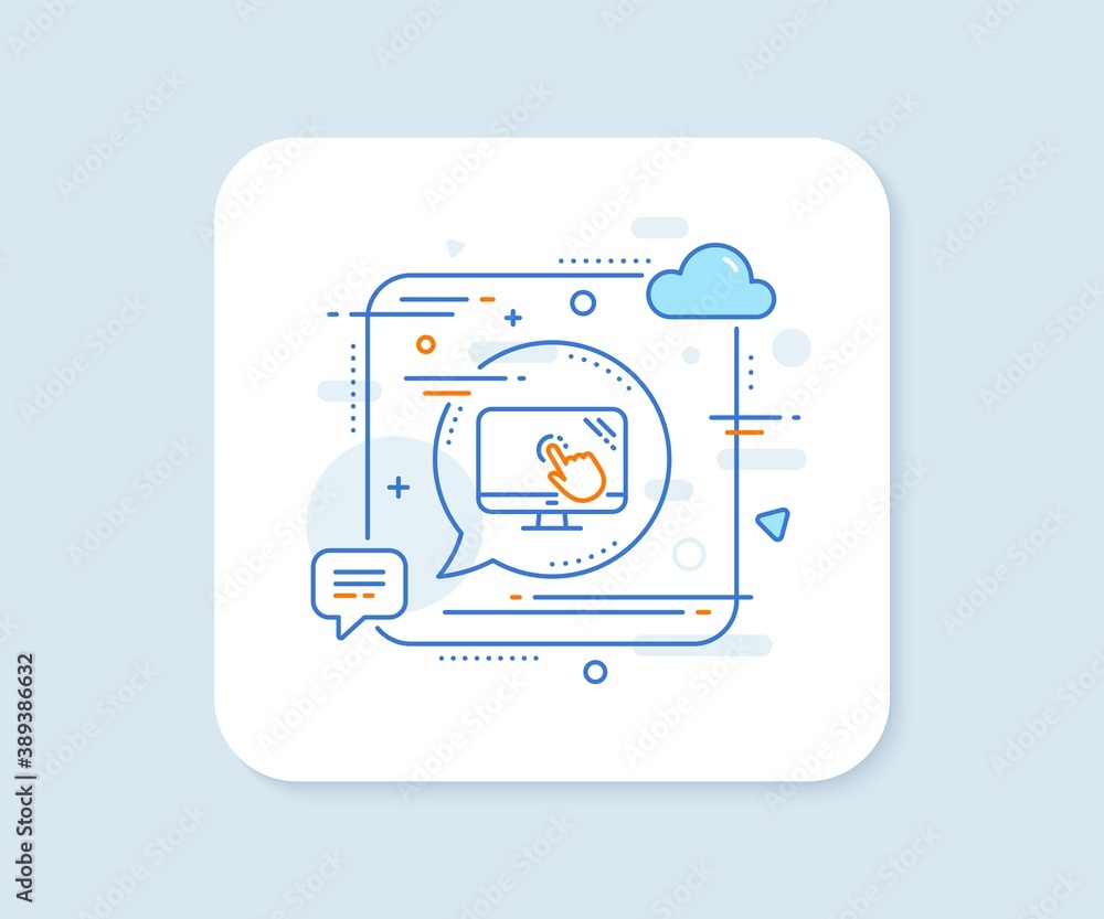Poster touch screen line icon. abstract square vector button. online quiz test sign. touch screen line icon