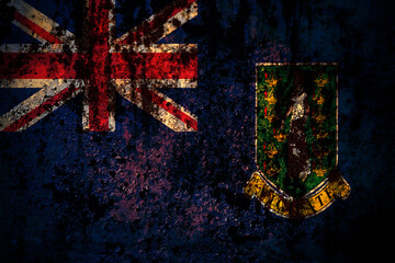 Britain, British Virgin Islands flag on grunge metal background texture with scratches and cracks
