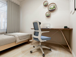 Modern design of the bedroom, there are large bed, dressing table and other facilities