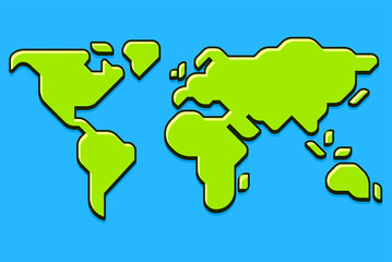 Simple cartoon style world map