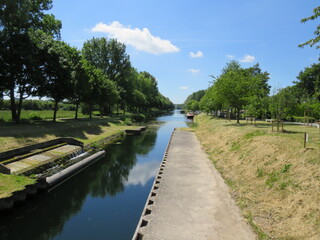 view from the Froissy lock on the Somme Canal