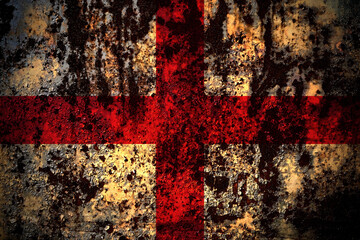 England, English flag on grunge metal background texture with scratches and cracks