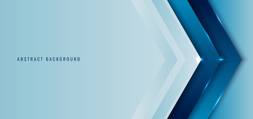 Banner web template blue angle arrow overlapping layer with lighting background