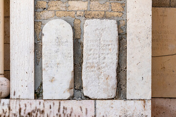 Gravestones  in area the House Kiva - Armenian cemetery in the Armenian quarter of the old city in Jerusalem, Israel