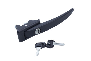 new black car door Handle and keys isolated on white background