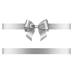 silver bow and ribbon