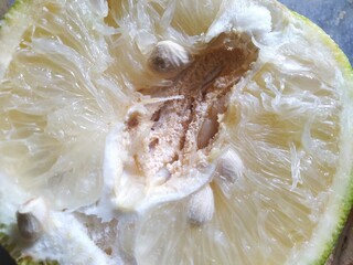 A close view of pomelo citrus fruit