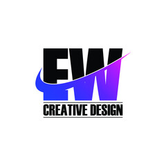 Letter EW simple logo design vector