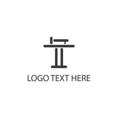 letter t creative logo illustration sewing machine line design template vector