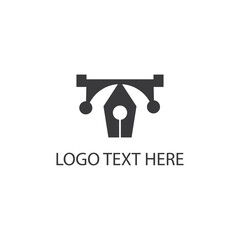 Letter t creative logo illustration, pen design template vector