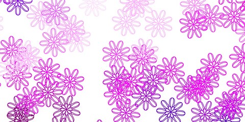 Light Purple, Pink vector doodle pattern with flowers.