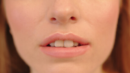 Fototapeta premium Beautiful woman with great healthy white teeth. High quality photo