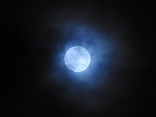 Obraz na płótnie Canvas A full blue moon on Halloween