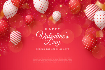 valentines day background with white and red 3d balloons.