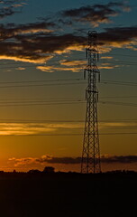 Power lines at sunset