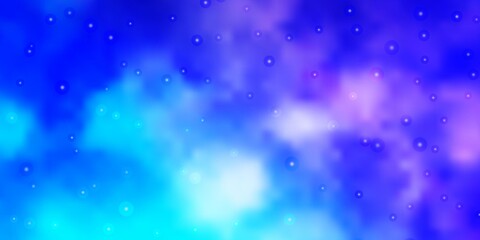 Light Pink, Blue vector background with small and big stars.