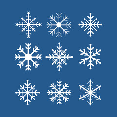 Obraz premium Winter snowflakes bundle collection flat design vector