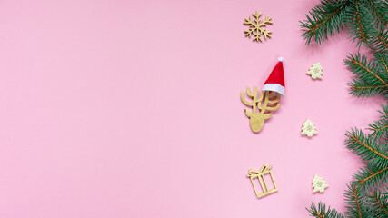 Christmas Banner. Flatlay. Copy space. Top view