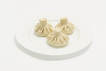 Khincali Georgian dumplings on a white plate