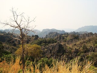 Obraz premium Traveling through the lush jungle and mountain landscapes of Laos in Southeast Asia