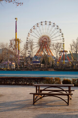 ferris wheel and bench/settle -  theme park and amusement park, color images  - Turkey, Ankara