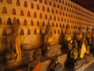 Fototapeta premium Traveling down the Mekong River and through the jungle landscapes of Laos in Southeast Asia